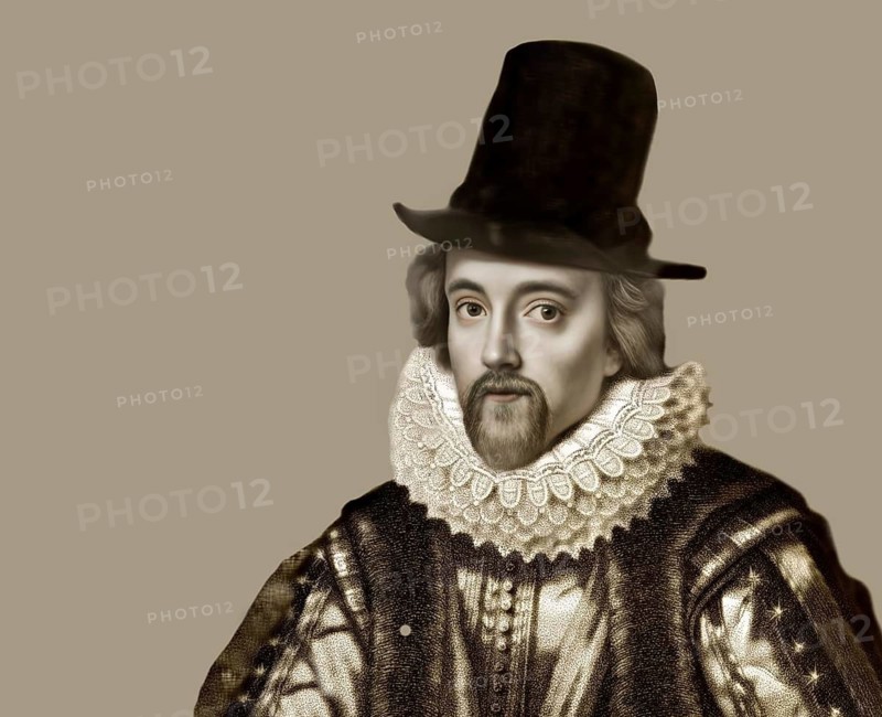 Portrait of Sir Francis Bacon, Baron Baco of Verulam, 1561 - 1626, English lawyer, statesman, essayist, historian, intellectual reformer, philosopher and scientist, digitally edited