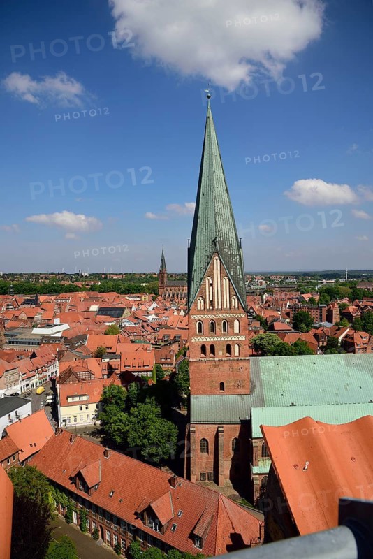 Europe, Germany, Lower Saxony, Hamburg Metropolitan Region, Lüneburg, View of Old Town Tower of St. Johannis, Hamburg, Hamburg, Federal Republic of Germany