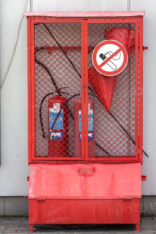 Grid cabinet for equipment and sandbox for extinguishing fire at a gas station, Ukraine