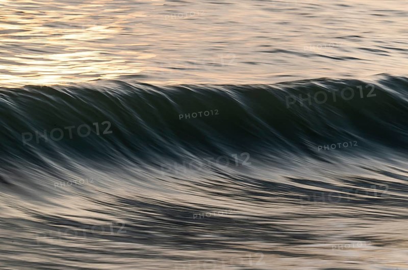 Wave, evening light, long exposure, Houvig Beach, North Sea, Denmark