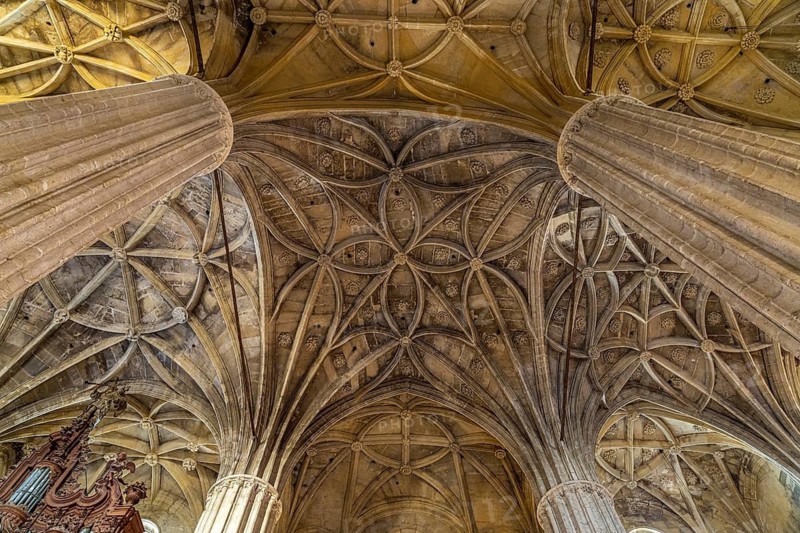 Church ceiling of the Basilica of Santa María de la Asunción in Arcos de la Frontera, Andalusia, Spain