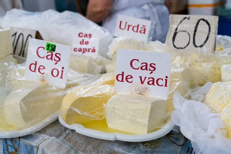 A market stand presenting various types of cheese, with handwritten signs, Central Market, Piata Centrala, Chisinau, Chisinau, Chisinau, Chisinau, Chisinau, Republic of Moldova, Moldova, Eastern Europe