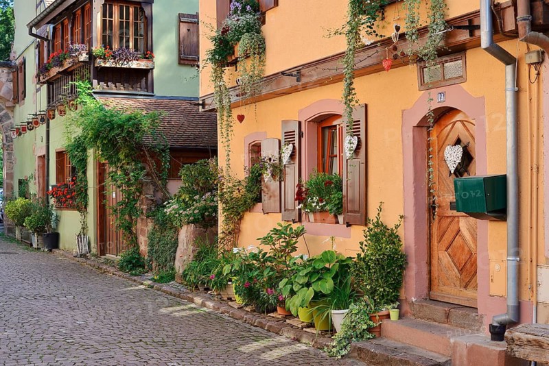 Houses in the old town, Kaysersberg Vignoble, Haut-Rhin, Alsace, Grand Est, France