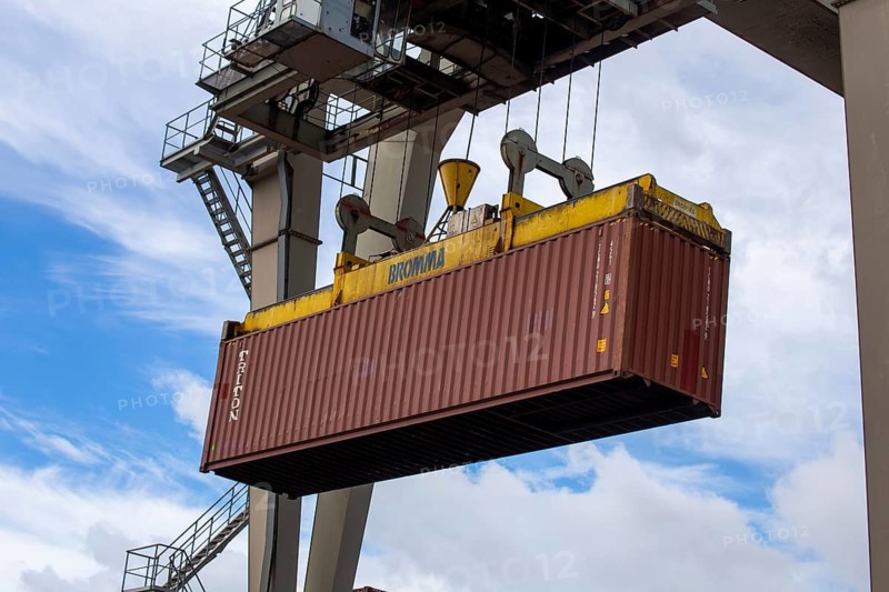 Container handling in the port of Mannheim. The port of Mannheim is one of the largest inland harbours in Germany