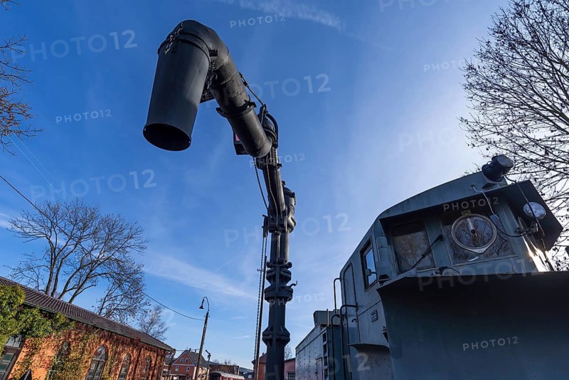 Water crane, German Steam Locomotive Museum, Neuenmarkt, Upper Franconia, Bavaria, Germany