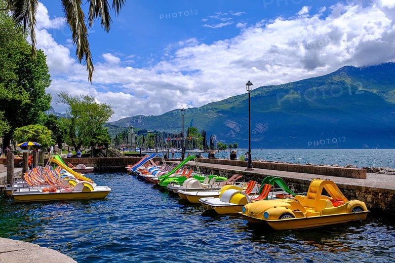 Pedal boat hire, Marina del Brolio, Riva del Garda, Lake Garda, Trentino, Trentino-Alto Adige, IItaly