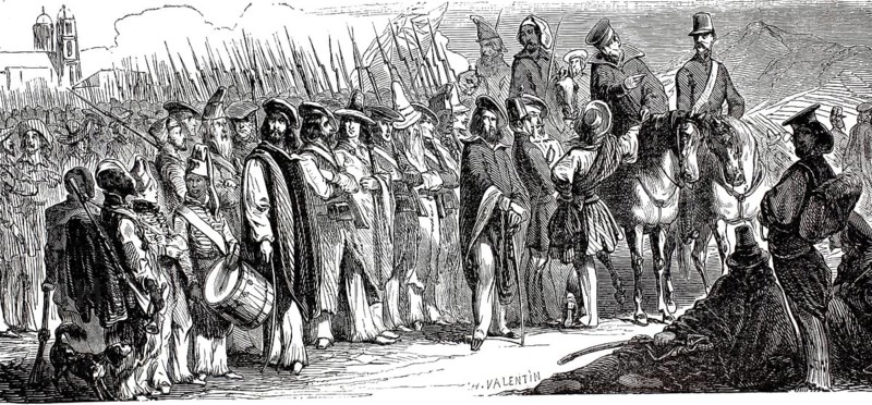 Troop groups, militias and guerrilla fighters from this South American region, troops in the Río de la Plata region, Argentina, Uruguay, in the 1840s, illustration, reproduction from a model from the 19th century. Authentic, file restored for optimal use, exact date of submission unknown, historical