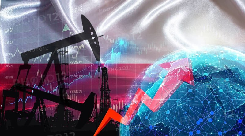Global oil growth with Polish flag. International oil exports with Poland flag on the economic chart
