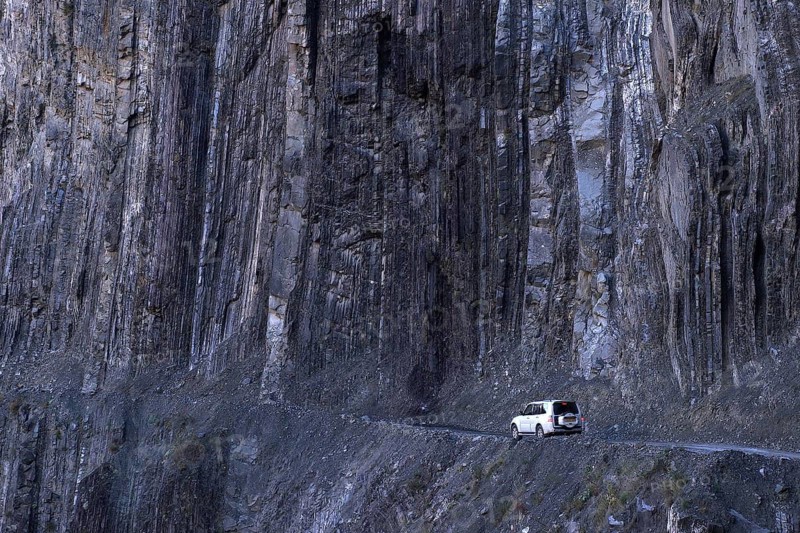 Azerbaijan, jeep in the canyon near Lahic, Baku, Europe, Asia