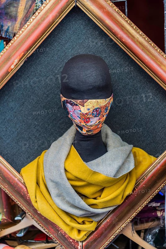 Depiction with corona mask, corona, mask, colourful, fabric mask