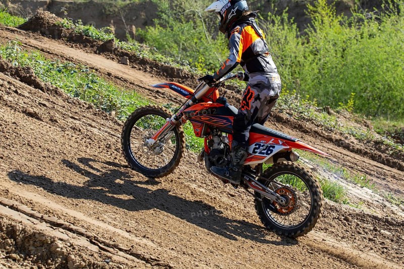 Motocross rider on the motocross track in Walldorf, Baden