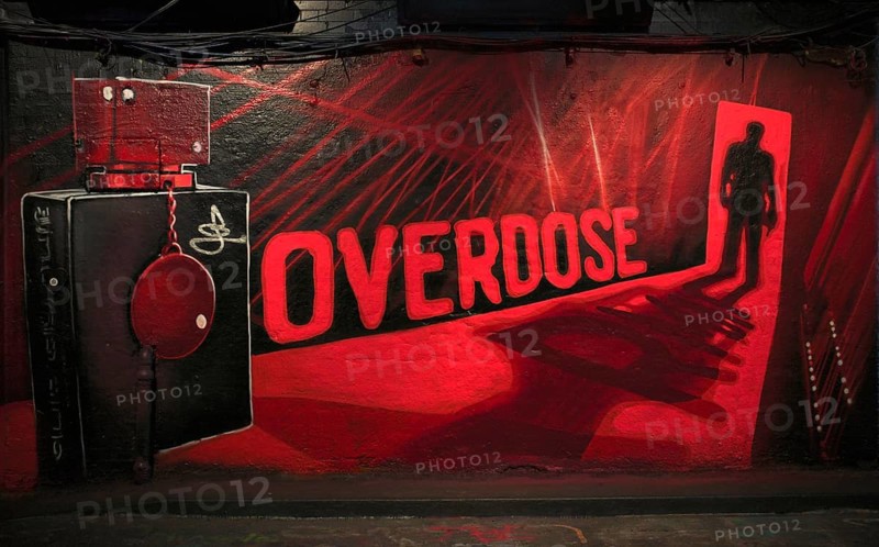 Overdose, legal, temporary graffiti in the Graffiti Tunnel, Leake Street Arches, London, England, Great Britain