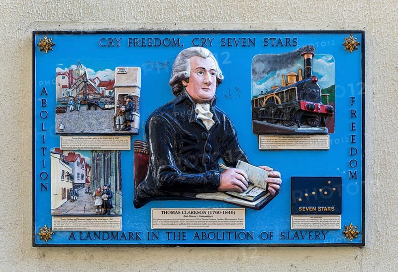 Thomas Clarkson abolition of slavery plaque, Seven Stars Inn pub, Redcliffe, Bristol, England, UK