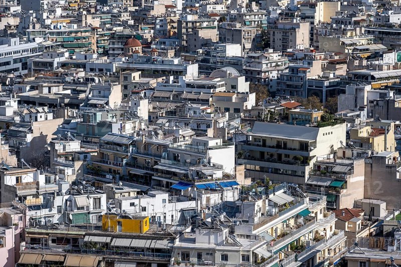 View over the sea of houses of Athens, Athens, Attica, Greece