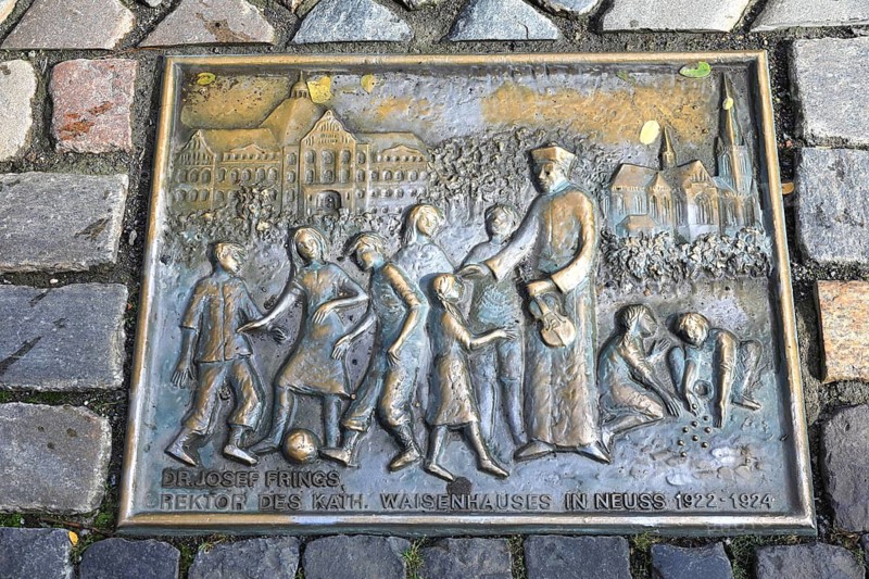 Memorial plaque to Josef Frings, Rector of the Catholic Orphanage, Neuss, Neuß, Rheinkreis Neuss, North Rhine-Westphalia, Germany