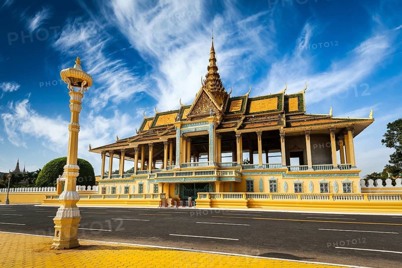 Phnom Penh tourist attraction and famouse landmark, Royal Palace complex, Cambodia