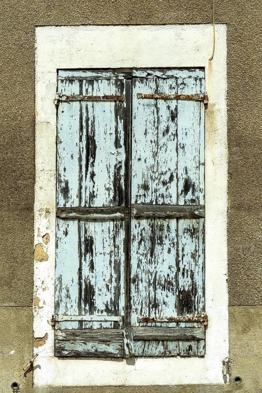 Old wooden shutters. Nevers. Nievre departement. France