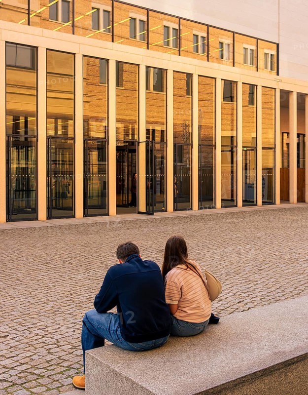Tourists and street art at museums on Museum Island, Berlin, Germany