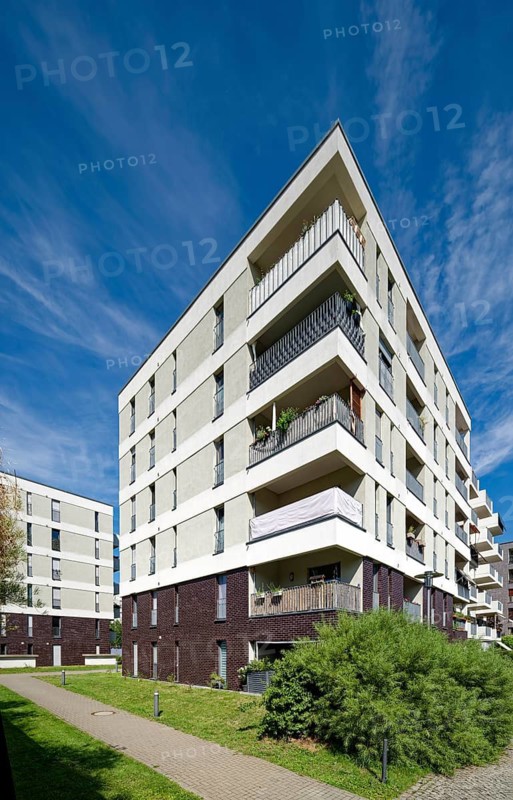 Modern residential complex, apartment building, modern living, new building, Leipzig-Plagwitz, Plagwitz, Leipzig, Saxony, Germany