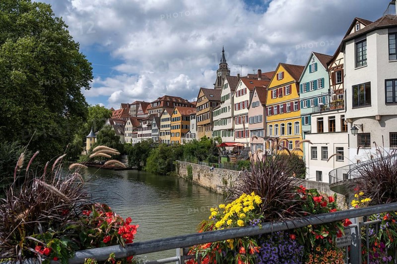 Old town houses on the Neckar, Tübingen, Baden-Württemberg, Germany