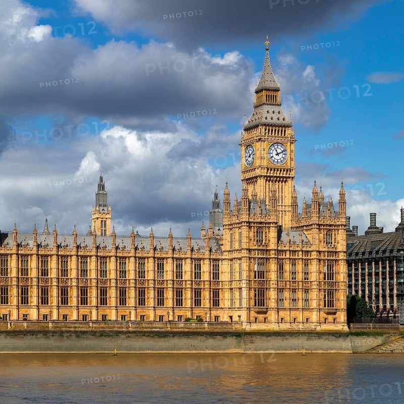 Houses of Parliament on the Thames with Big Ben, London, England, Great Britain