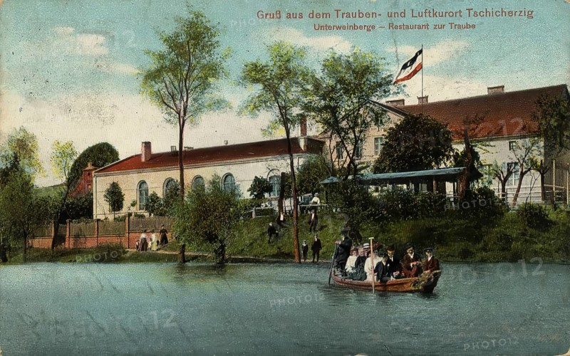 Historical postcard, picture postcard, spa town of Tschicherzig in Silesia, today Cigacice in Poland, digitally enhanced reproduction of an original from around 1900, picture postcard