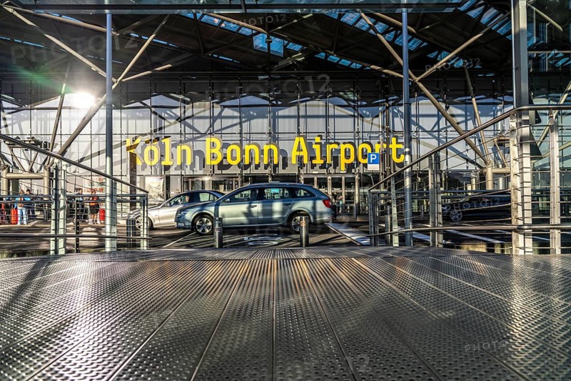 Entrance to Terminal 2 at Cologne-Bonn Airport, CGN, North Rhine-Westphalia, Germany
