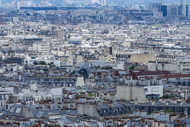 View of Paris from the Sacré-Cur de Montmartre Basilica, Montmartre, Paris, Île-de-France, France