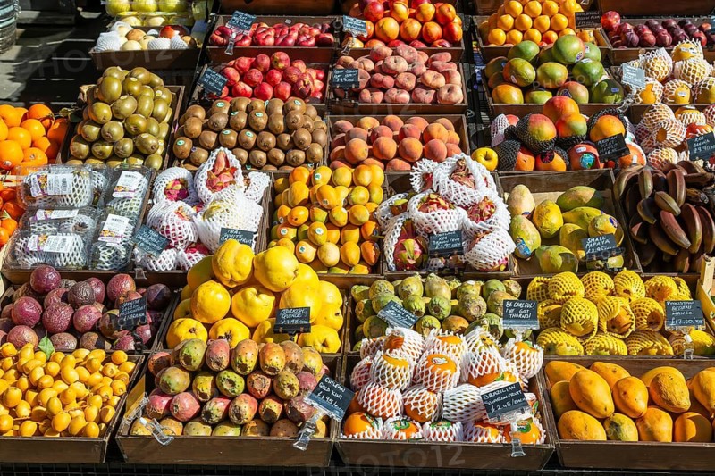 Display outside Brothers Fruit and Vegetables shop, East Dulwich, London, England, UK