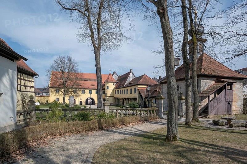 Adelsdorf Castle, the castle chapel was built in Renaissance style in 1765, Adelsdorf, Middle Franconia, Bavaria, Germany