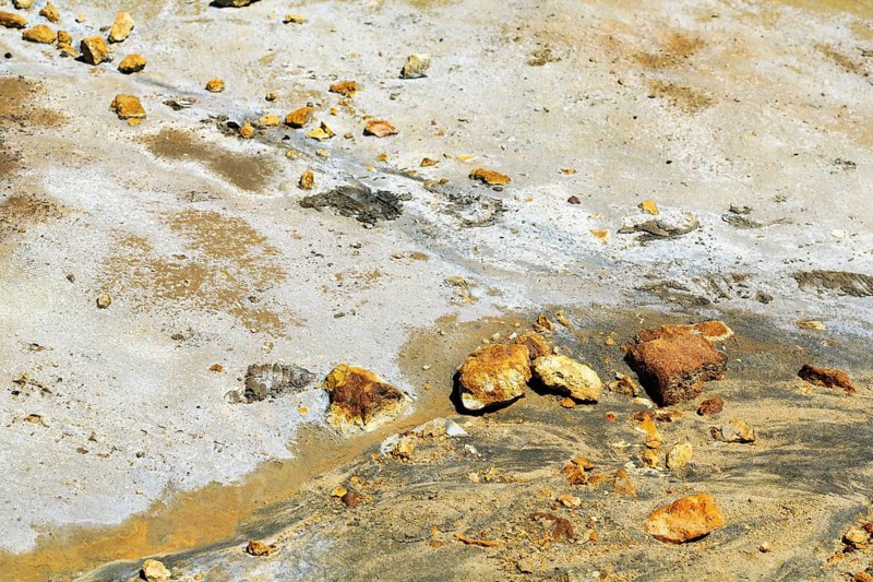 Earth surface, mineral deposits and stains, Mazarron mines, former mining, Mazarrón, Murcia, Spain