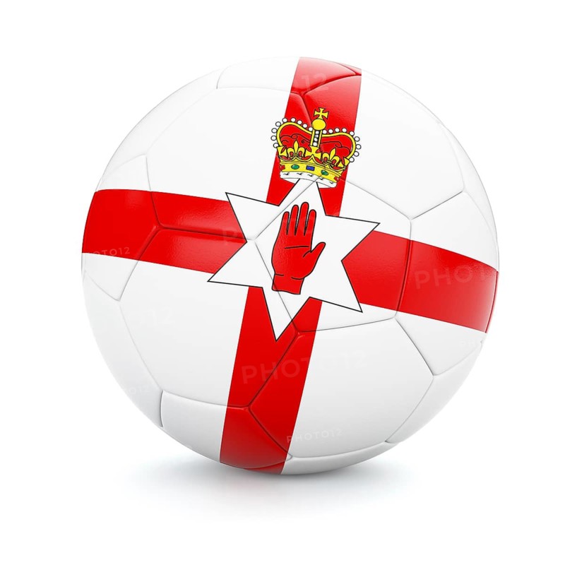 3d rendering of Northern Ireland soccer football ball with flag isolated on white background