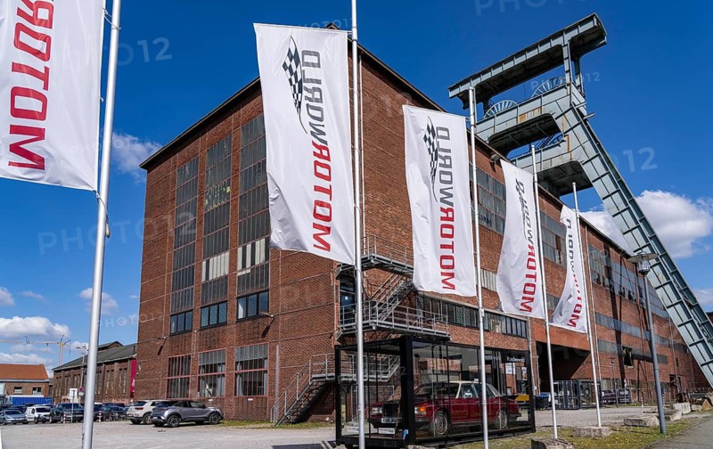 Motorworld Zeche Ewald, former Ewald colliery, double headframe, today event location, Herten, North Rhine-Westphalia, Germany
