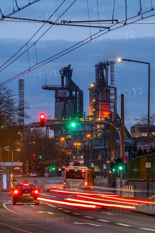 Duisburg-Bruckhausen steel site, ThyssenKrupp Steel, blast furnaces 8 and 9, on Kaiser-Wilhelm-Strasse, North Rhine-Westphalia, Germany