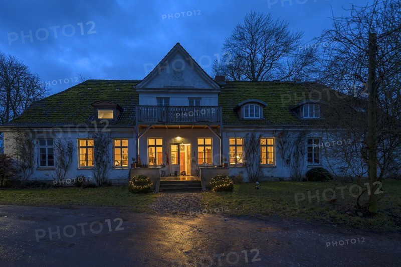 Old manor house in the evening, Othenstorf. Mecklenburg-Western Pomerania, Germany