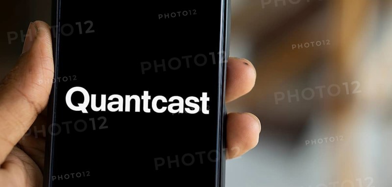 Quantcast logo is displayed on smartphone. Quantcast is an American technology company