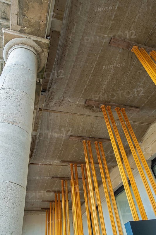 Renovation works of the Royal Galleries, Koninklijke Gaanderijen, neoclassical arcade at seaside resort Ostend, Oostende, West Flanders, Belgium