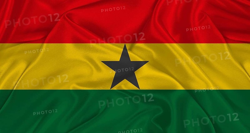 Ghanaian flag with fabric texture. Realistic flag of Ghana waving, National flag
