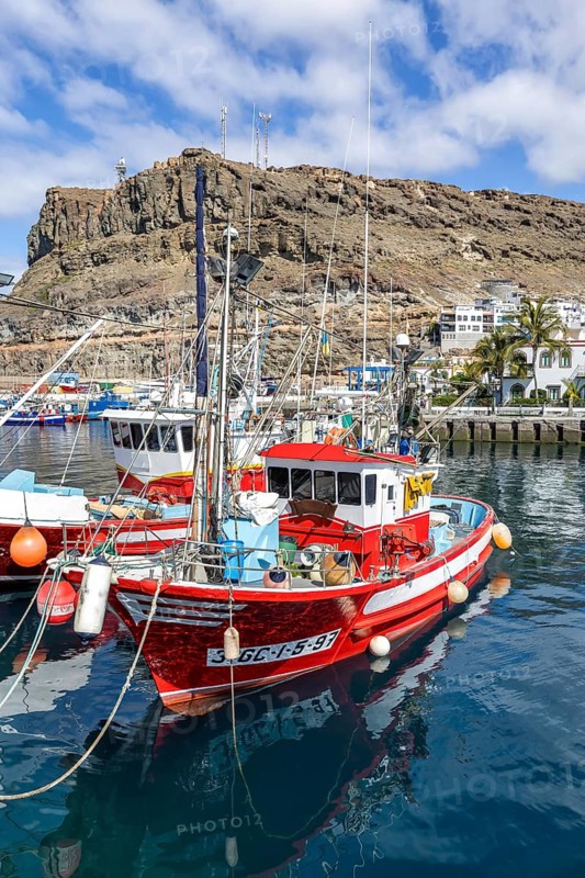 Boats in Puerto de Mogan Harbour on Gran Canaria Canary Islands Vacation Trip in Puerto de Mogán, Spain