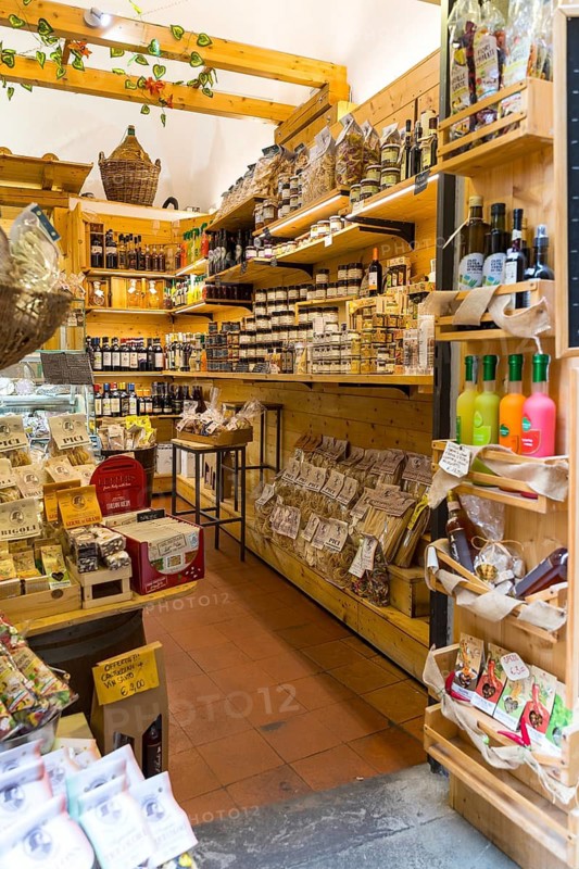 Grocery shop with a wide range of products in the historic centre of Volterra, province of Pisa, Tuscany, Italy