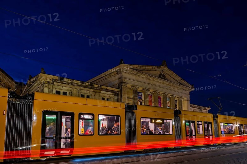 Sophienstraße Schinkelwache with DVB tram, Dresden, Saxony, Germany
