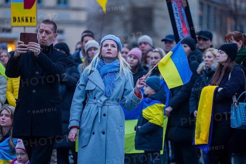 24 February marked the third anniversary of Russia's invasion of Ukraine. To mark the occasion, Ukrainian war refugees living in Dresden and their supporters demonstrated on the Neumarkt in front of the Church of Our Lady and then marched through the city centre, Dresden, Saxony, Germany
