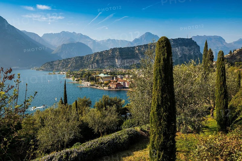 Panorama, Busatte Tempesta, hiking trail, Torbole, Lake Garda, Trento, Trentino-Alto Adige, Italy