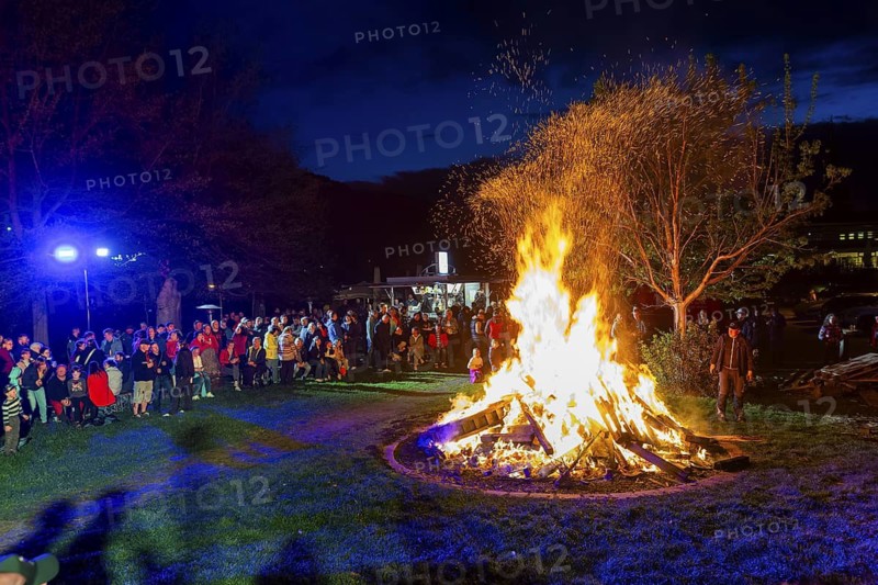 Easter bonfire on the Elbe meadows in Bad Schandau, Bad Schandau, Saxony, Germany