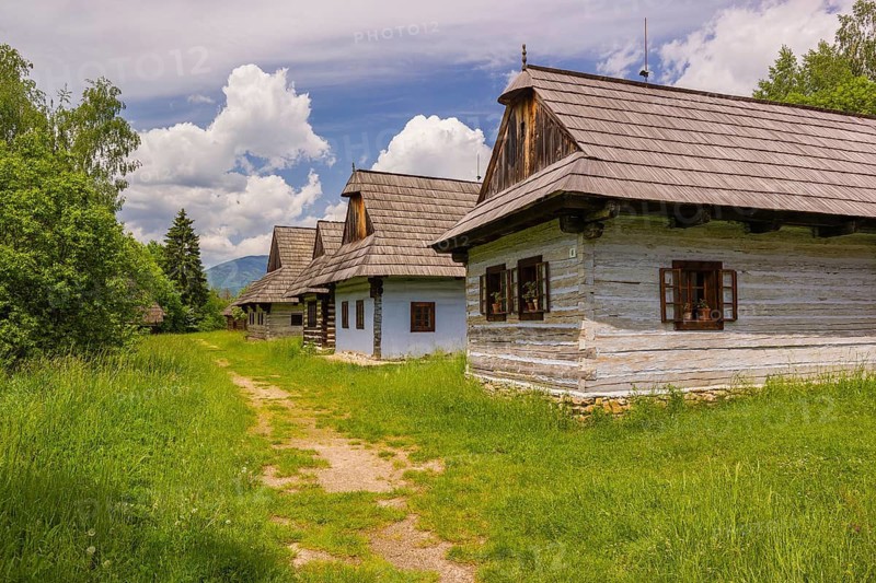 Museum of slovak village in Jahodnícky Hory, east of Martin, Slovakia. The Village Museum is the largest of its kind in Slovakia. On an area of 15.5 hectares there are143 exhibits of Slovak folk architecture from northwest Slovakia