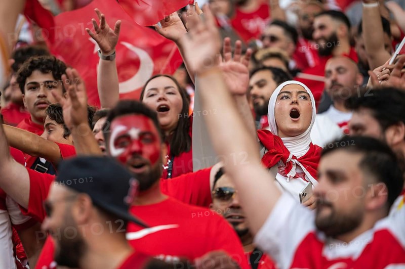 BERLIN, GERMANY - JULY 6, 2024: Euro 2024 quarterfinal match Nederlands vs Turkey (Turkiye) 2:1. Joy supporters of Tourkey.