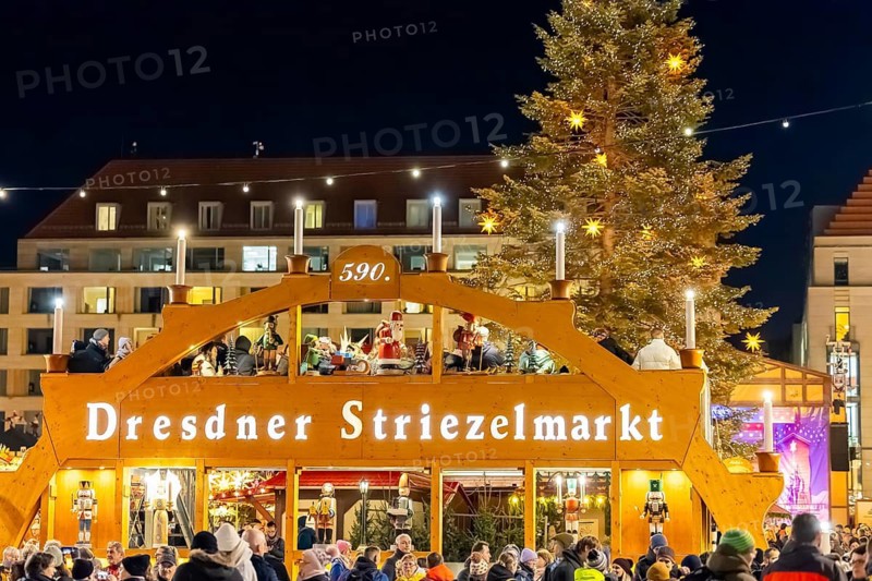 The Dresden Striezelmarkt is a Christmas market in Dresden. It has been held in Advent since 1434, usually on the Altmarkt square, and attracts an average of around two million visitors every year. It is the oldest certified Christmas market in Germany. Dresden, Saxony, Germany