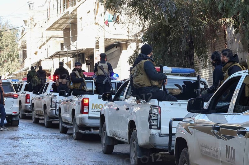 In Aleppo, Syria on January 10, 2026, Syrian Army soldiers deploy throughout the Sheikh Maqsoud and Ashrafieh neighborhoods following days of fierce clashes with SDF Kurdish forces, which ultimately resulted in the withdrawal of the Kurdish forces towards eastern Syria, Aleppo, Sheikh Maqsood, Syria