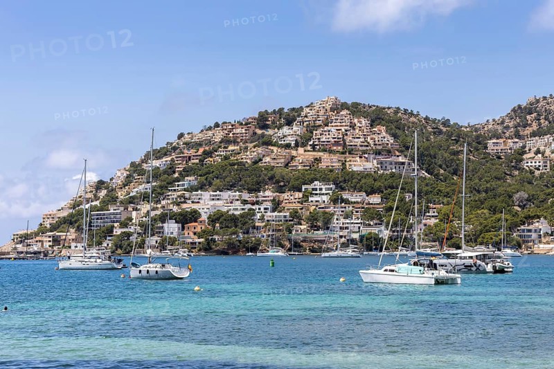 Port Andratx Marina with sailboats in Majorca Vacation by the sea trip in Port d'Andratx, Spain