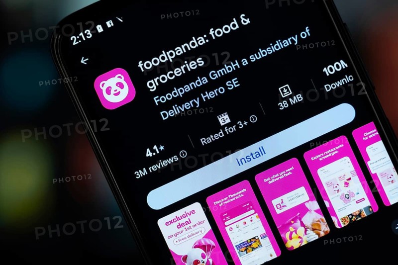 Dhaka, Bangladesh - 29 April, 2026: Foodpanda app page on Google Play Store on a smartphone screen